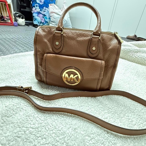 Michael Kors Tan Leather Satchel with Gold Accents - Picture 7 of 8